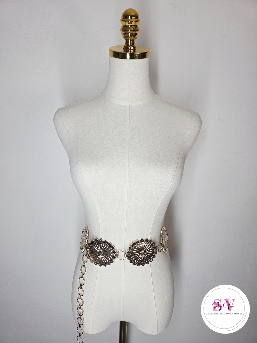Gold Floral Medallion Chain Waist Belt